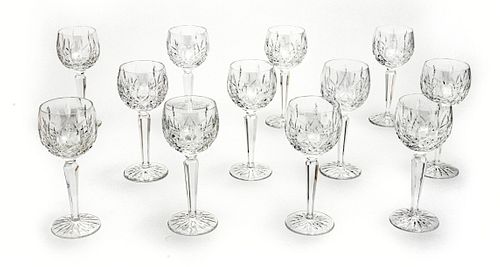 WATERFORD 'LISMORE' CRYSTAL WINE GOBLETS, 12 PCS, H 7.5", DIA 3" 