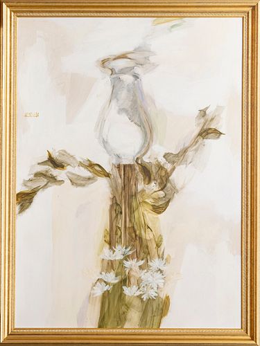 WILLIAM MARTMER, 1939 - 92, OIL ON CANVAS PAINTING H 42" W 35" FLOWERS 