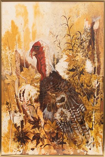 DON SCHROM, WATERCOLOR AND GOUACHE C 1960, H 29" W 19" TURKEY 
