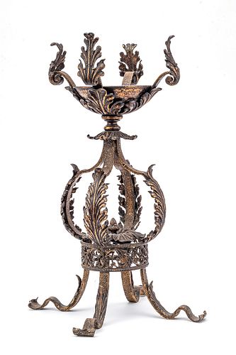 WROUGHT IRON STAND C. 1900 H 21" W 12" 