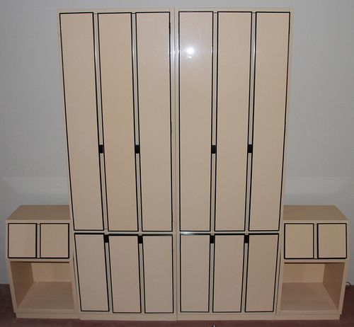 HENREDON TALL CABINETS (2) AND TABLES (2) H 82" W 27" 