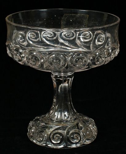 GILLINDER AND SONS, PHILADELPHIA, 'COMET PATTERN' GLASS COMPOTE H 8" DIA 7.5" 