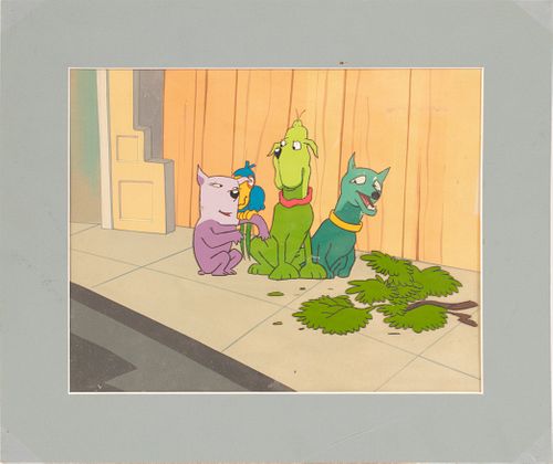 ANIMATION CEL UNFRAMED MATTED PICTURE 'SIDEWALK FRIENDS' 6" H X 8" W. IMAGE #SS-1, 1988 
