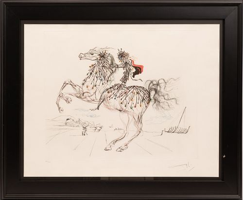 AFTER SALVADOR DALI (SPANISH, 1904–1989) PRINT IN COLORS, ON WOVE PAPER, H 19.5" W 23.25" TRANSPARENT HORSE 