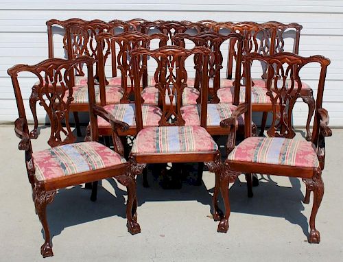 Set of 12 Hickory White Chippendale chairs