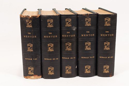 "THE MENTOR" SERIALS 1-120, C. 1900, 5 PCS, H 9.5", W 2.5"