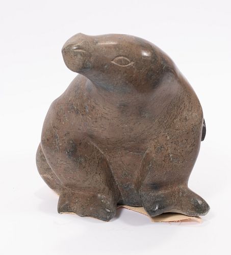 INUIT STONE SEAL SCULPTURE, H 12", W 11"