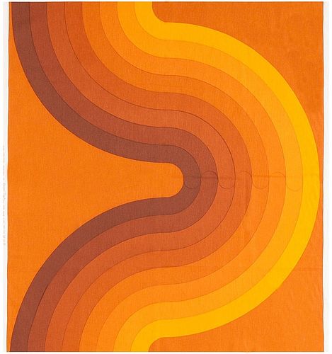 Vintage Orange “kurve” Verner Panton Textile 4 ft 5 in x 4 ft 1 in (1.35 m x 1.24 m)