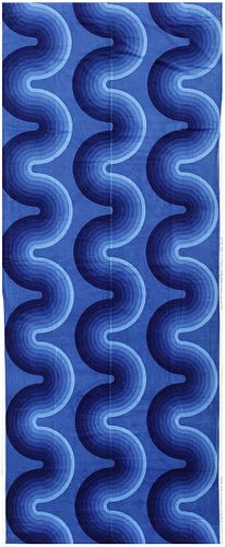 Vintage “kurve” Verner Panton Textile In Blue 9 ft 2 in x 3 ft 11 in (2.79 m x 1.19 m)