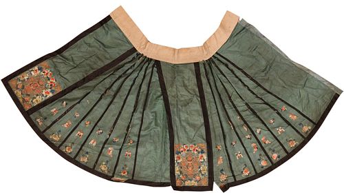 Antique Chinese Embroidered Skirt 7 ft 4 in x 3 ft (2.23 m x 0.91 m)