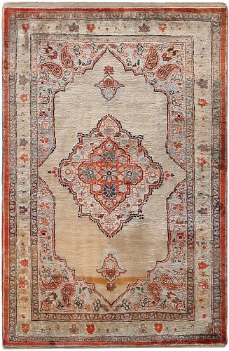 Antique Silk Persian Tabriz Rug 3 ft x 2 ft (0.91 m x 0.61 m)