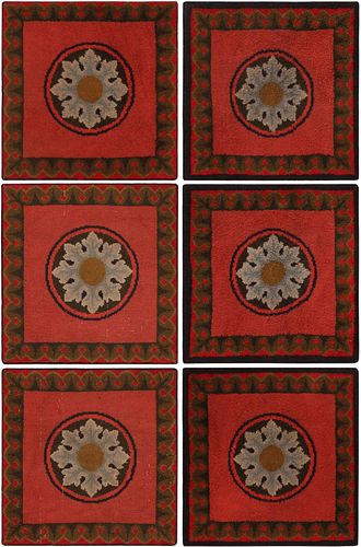 Set Of 6 Pieces Of Antique Spanish Mats 2 ft 2 in x 2 ft (0.66 m x 0.6 m)