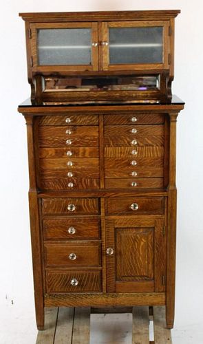 Antique American dental cabinet in oak