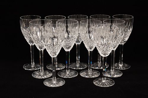 WATERFORD 'CASTLEMAINE' CRYSTAL WINE GLASSES, 11 PCS, H 7.8" 