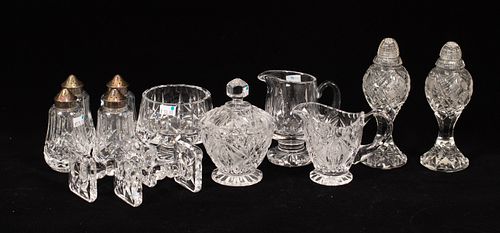 CRYSTAL SHAKERS, COVERED VESSELS, PITCHERS, 12 PCS, H 3.5"-6" 