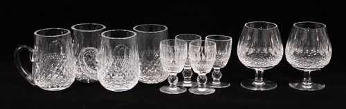 WATERFORD 'COLLEEN' CRYSTAL TANKARDS, CORDIALS & SNIFTERS, 10 PCS, H 4"-5.25"
