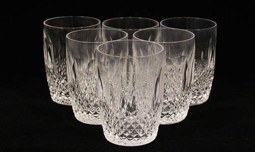 WATERFORD 'COLLEEN' CRYSTAL FLAT TUMBLERS, 6 PCS, H 4.25" 