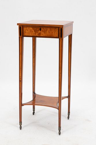 SHERATON SATINWOOD & ROSEWOOD END TABLE, 19TH C, H 30", W 12.5"