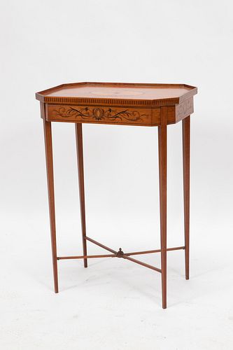 SHERATON SATINWOOD & ROSEWOOD END TABLE, 19TH C, H 30", W 21"