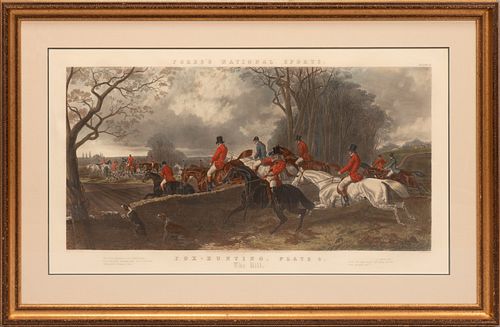 FORES'S NATIONAL SPORTS, COLOR PRINT, H 24", W 44", "FOX HUNTING (PLATE 4)" 