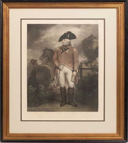 AFTER SIR WM. BEECHEY, ENGRAVING BY BENJAMIN SMITH, 1804 H 24", W 16", "KING GEORGE THE THIRD..." 