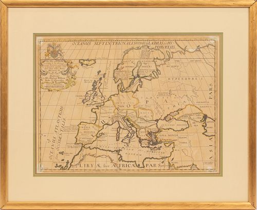 ANTIQUE ENGRAVING ON PAPER, H 15", W 20", NEW MAP OF EUROPE 
