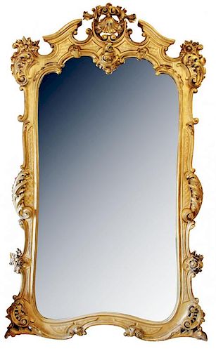 Monumental antique French gold leaf mirror