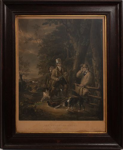 LITHOGRAPH WITH COLORS ON PAPER, C. 1830, PAIR, H 23", W 18", EARLY AMERICAN SCENES 