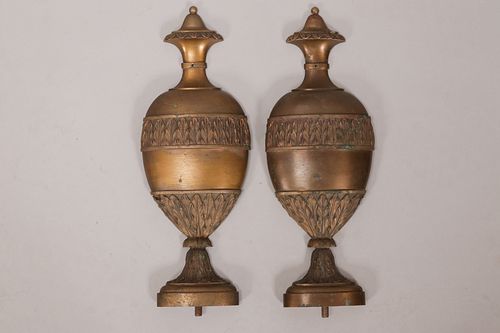 FRENCH BRONZE URN FORM MOUNTS, 19TH.C. PAIR, H 14.5", W 5.5" 