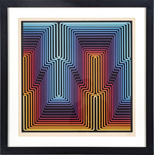 JEAN-PIERRE YVARAL (FRENCH, 1934–2002) SERIGRAPH IN COLORS, ON WOVE PAPER, H 23.75" W 23.75" (IMAGE) COMPOSITION 