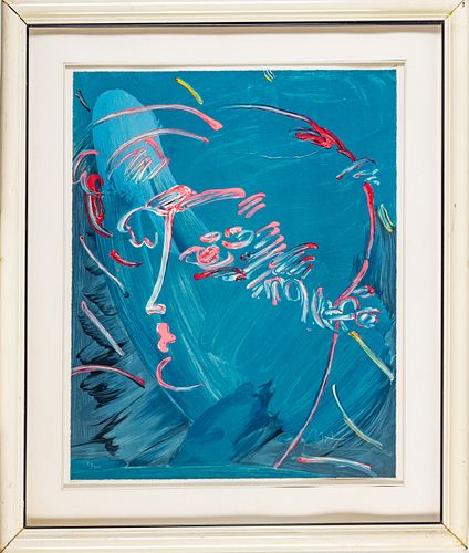 PETER MAX (AMERICAN, 1937) SCREENPRINT IN COLORS, ON WOVE PAPER, 1989, H 30" W 24" BLUE PROFILE 