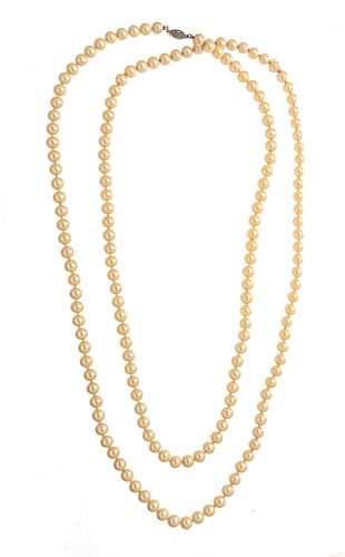 CULTURED PEARL (6-7MM) SINGLE STRAND NECKLACE, L 54", T.W. 116 GR 