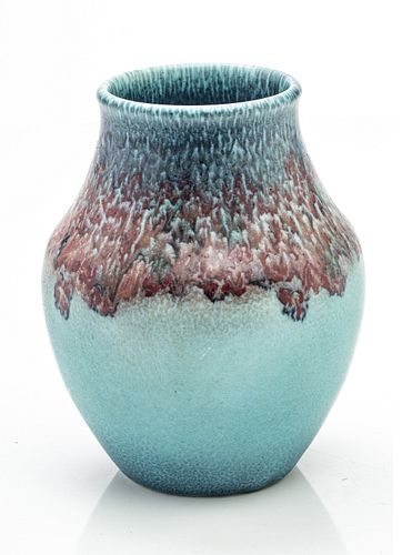 ROOKWOOD PAINTED MATTE POTTERY VASE, LOUISE ABEL AND ELIZABETH LINCOLN, 1921, H 5.75", DIA 4.5" 