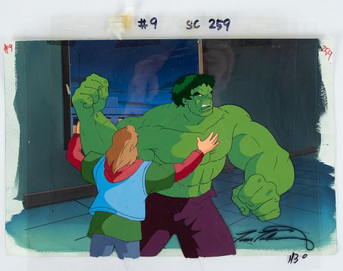 MARVEL PRODUCTIONS (AMERICAN, EST. 1993), 1996-7, H 7.75", W 10", THE INCREDIBLE HULK PRODUCTION CEL 