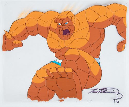 MARVEL PRODUCTIONS (AMERICAN, EST. 1993), FANTASTIC FOUR PRODUCTION CEL, C. 1994, H 9.5", W 12.5", "THE THING" 