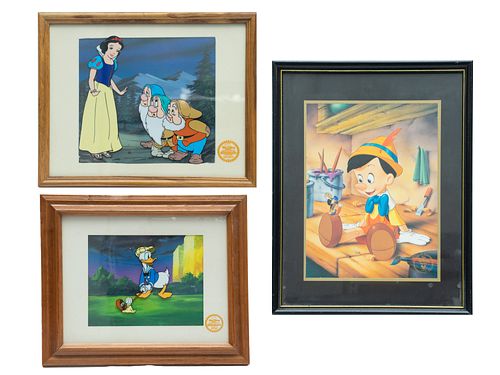 DISNEY STUDIOS LIMITED EDITION SERIGRAPHS, THREE PIECES, 'DONALD'S GOLF GAME', SNOW WHITE AND PINOCCHIO  