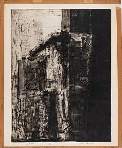 HERBERT CASSILL (AMERICAN, B. 1928) ETCHING ON WOVE PAPER, H 27.75" W 21" ICARUS 
