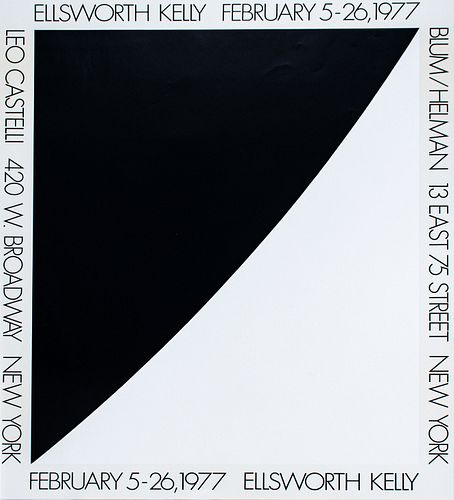 ELLSWORTH KELLY (AMERICAN, 1923-2015) LITHOGRAPH IN COLORS ON PAPER, 1977, H 26.125" W 21.75" LEO CASTELLI/BLUM/HELMAN 