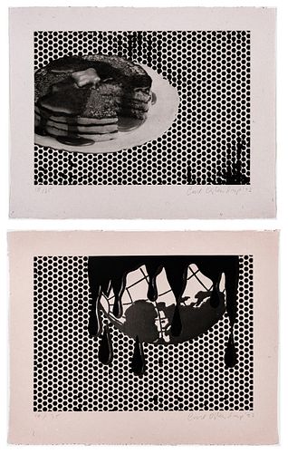 CARL OSTENDARP (NEW YORK, B. 1961) PHOTOETCHING AND SUGAR LIFT ON AQUATINT PAIR, PANCAKE PRINT AND DRIP PRINT,  