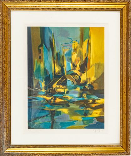 MARCEL MOULY (FRENCH, 1918-2008) COLOR LITHOGRAPH ON PAPER, H 23.75", W 18", UNTITLED LANDSCAPE 