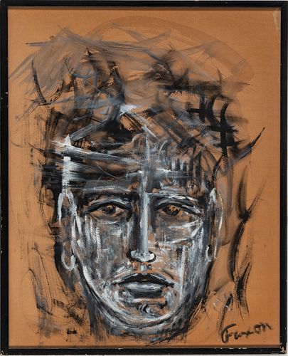 JACK FAXON (AMERICAN, 1936-2020), GOUACHE ON PAPER, H 25",  W 21",  PORTRAIT  