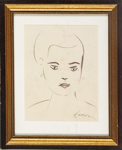 JACK FAXON (AMERICAN, 1936-2020), WATERCOLOR,  H 10.5", W 8.5", PORTRAIT OF A LADY 