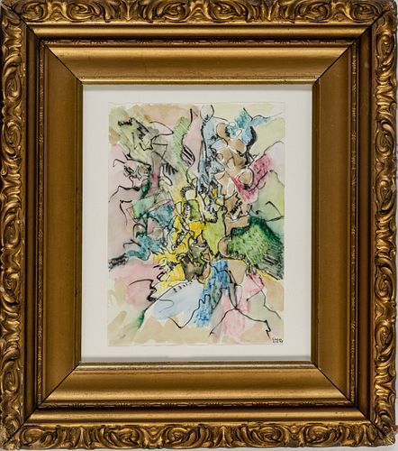 JACK FAXON (AMERICAN, 1936-2020), WATERCOLOR PENCIL ON PAPER, APRIL 1993,  H 11", W 8", COLORFUL ABSTRACT 