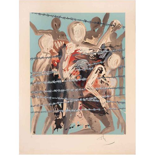 SALVADOR DALÍ, La tierra viene a la vida, de la serie Aliyah, 1968, Firmada Litografía L, 65 x 50 cm medidas totales