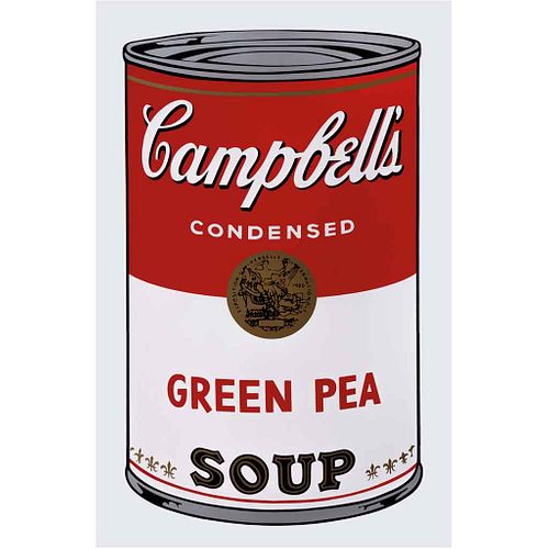 ANDY WARHOL, II.50: Campbell's Soup I Green Pea, Con sello en la parte posterior, Serigrafía sin tiraje, 81 x 48 cm medidas totales