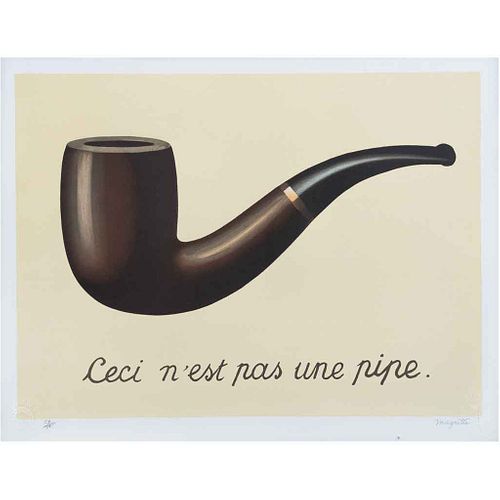 RENÉ MAGRITTE , La trahison des images, Ceci n'est pas une pipe, Firmada con sello, Litografía 58 / 275, ed. póstuma, 45 x 60 cm