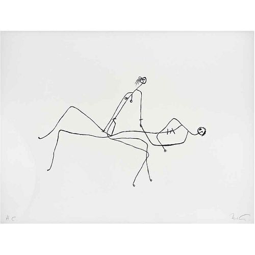 MATHIAS GOERITZ, La partida de baile, Firmada, Serigrafía H. C., 43.5 x 58 cm medidas totales