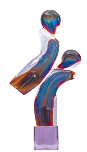 LOREDANO ROSIN (ITALIAN, 1936-1992), MURANO ART GLASS SCULPTURE, H 40" W 20" #5/12