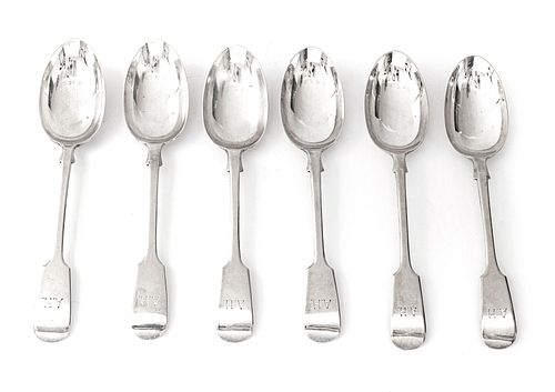 STERLING SILVER SERVING SPOONS, BOXED, SET OF 6 L 8.7" 