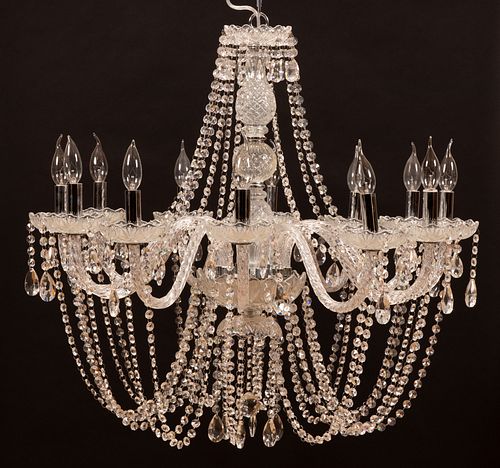 MARIE THERESE STYLE CRYSTAL 12-LIGHT CHANDELIER, H 30", DIA 30"